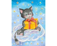 Greeting paper card B6 Cat, 1 pc